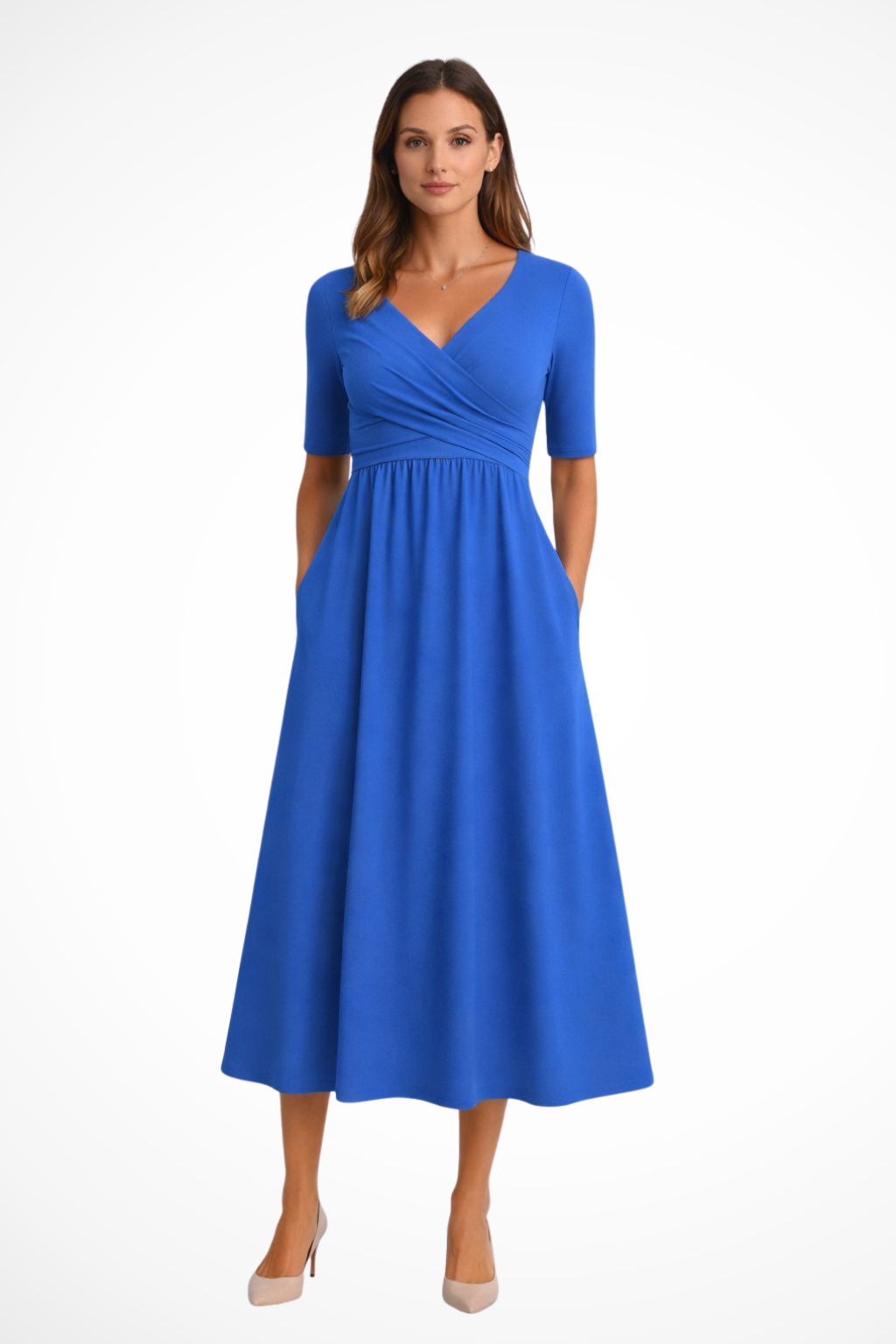 Aveline | Damen Midi Kleid – Wickeloptik & Elegant