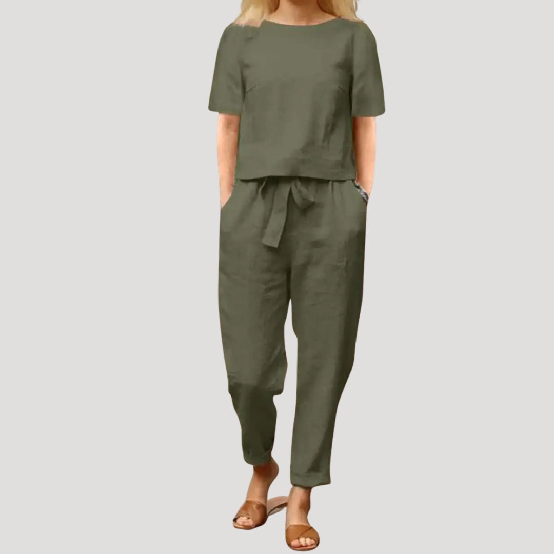 Damen Leinen Set – Top & Hose Sommer