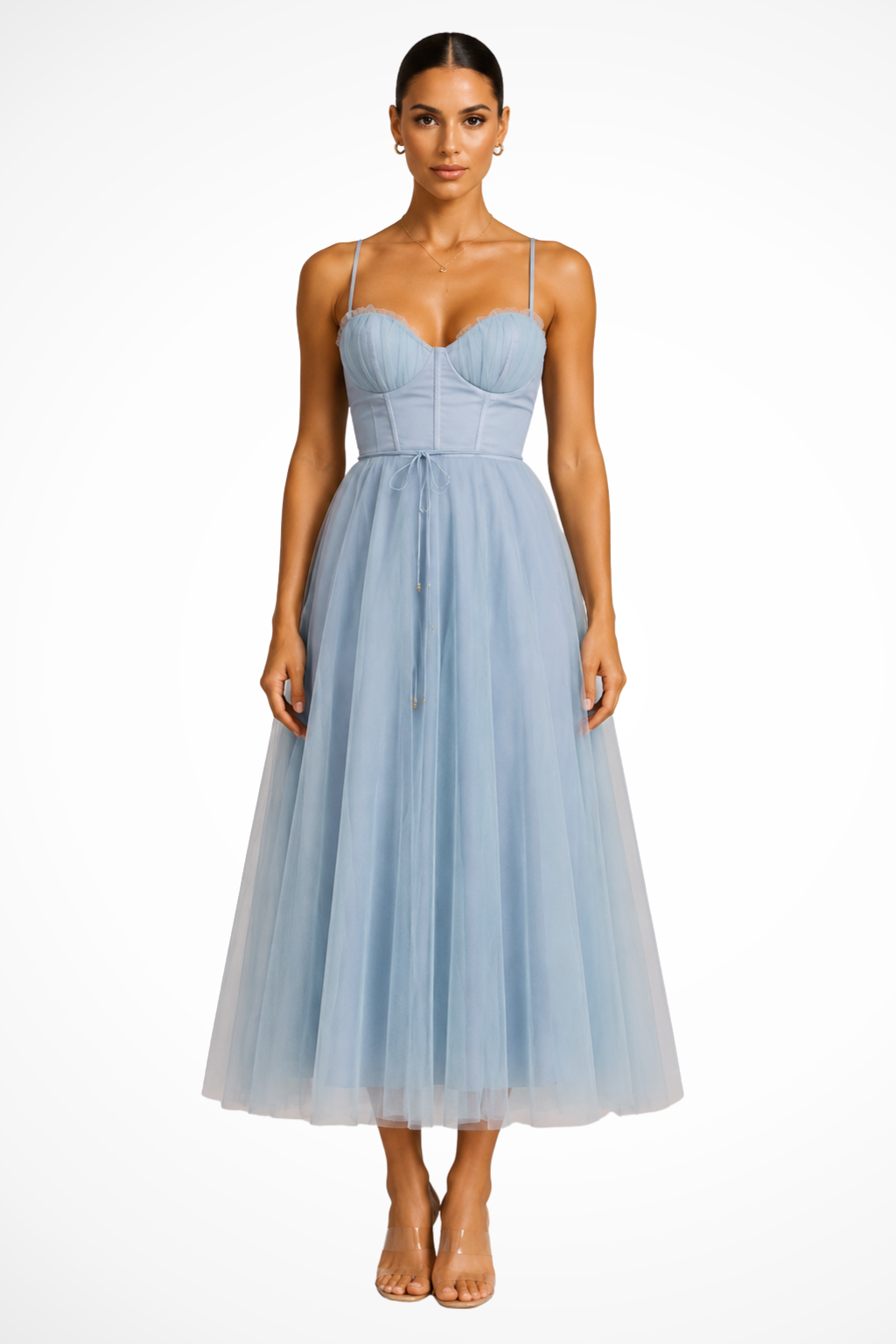 Florence Damen Midikleid – Korsett Tüll & Gestuft Elegant