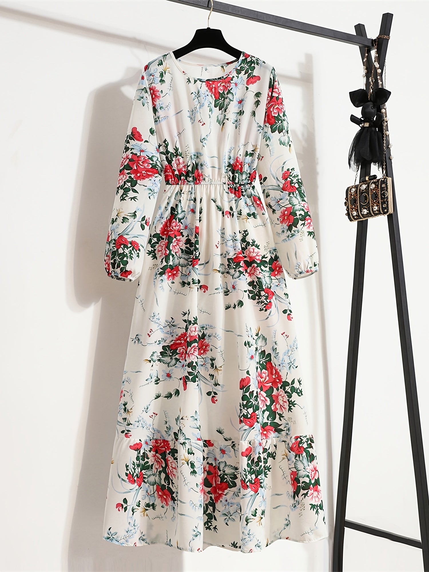 Damen Boho Maxikleid mit Floralprint