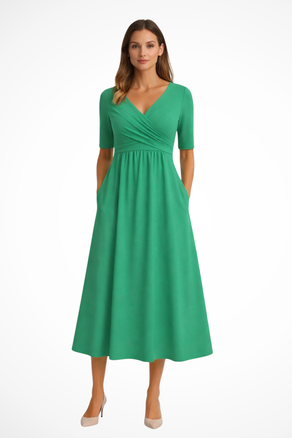 Aveline | Damen Midi Kleid – Wickeloptik & Elegant
