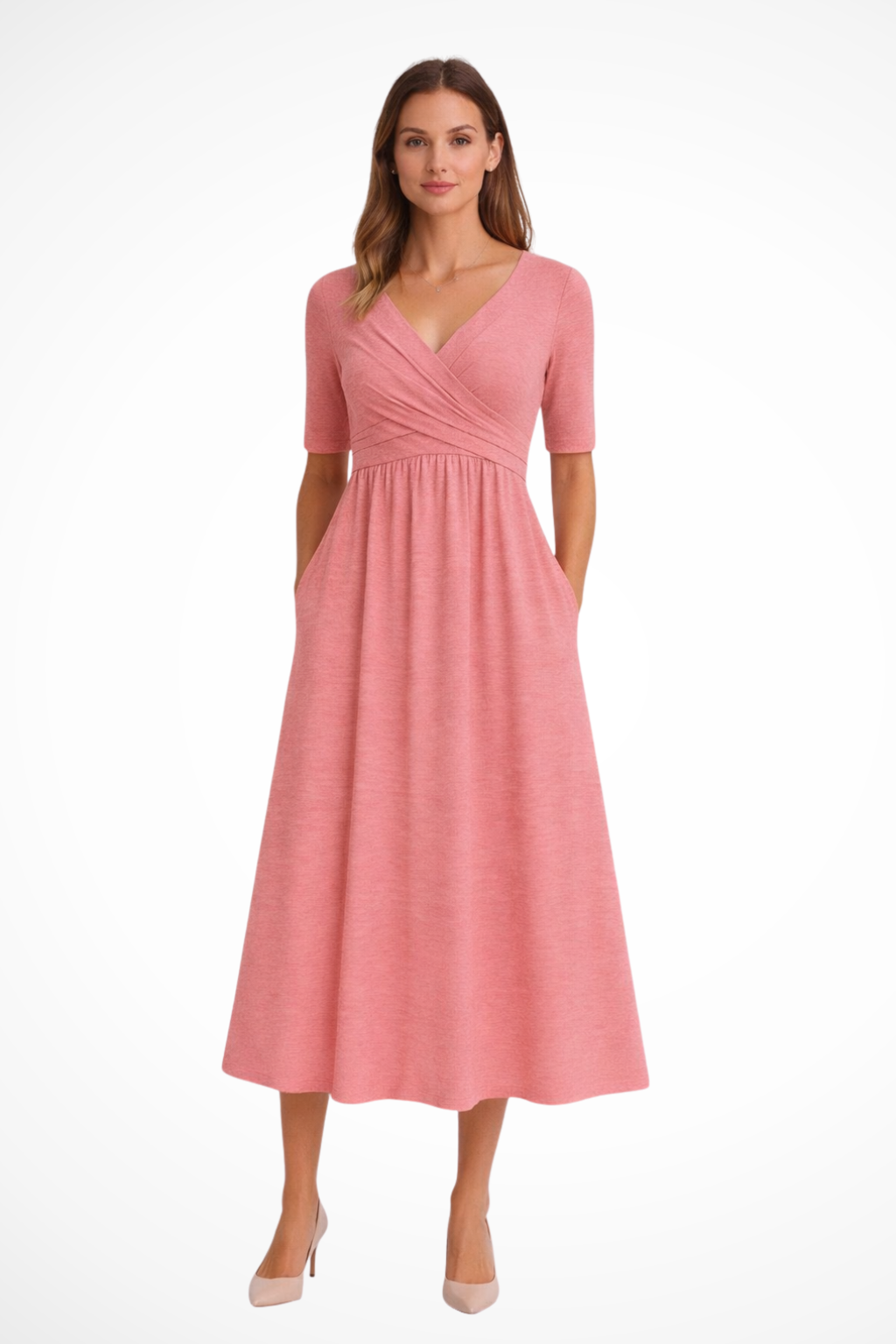 Aveline | Damen Midi Kleid – Wickeloptik & Elegant