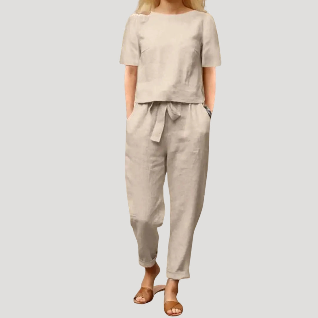 Damen Leinen Set – Top & Hose Sommer