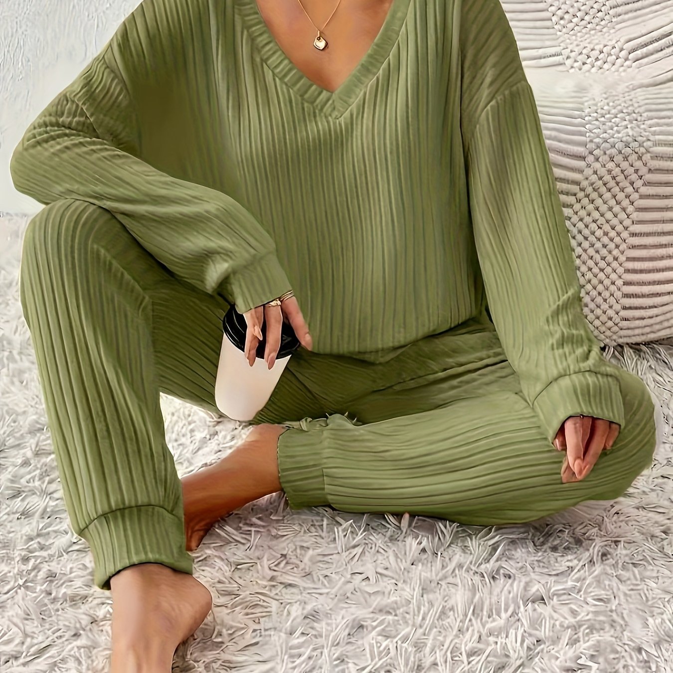 Damen Casual Set mit Langarmshirt und Langer Hose