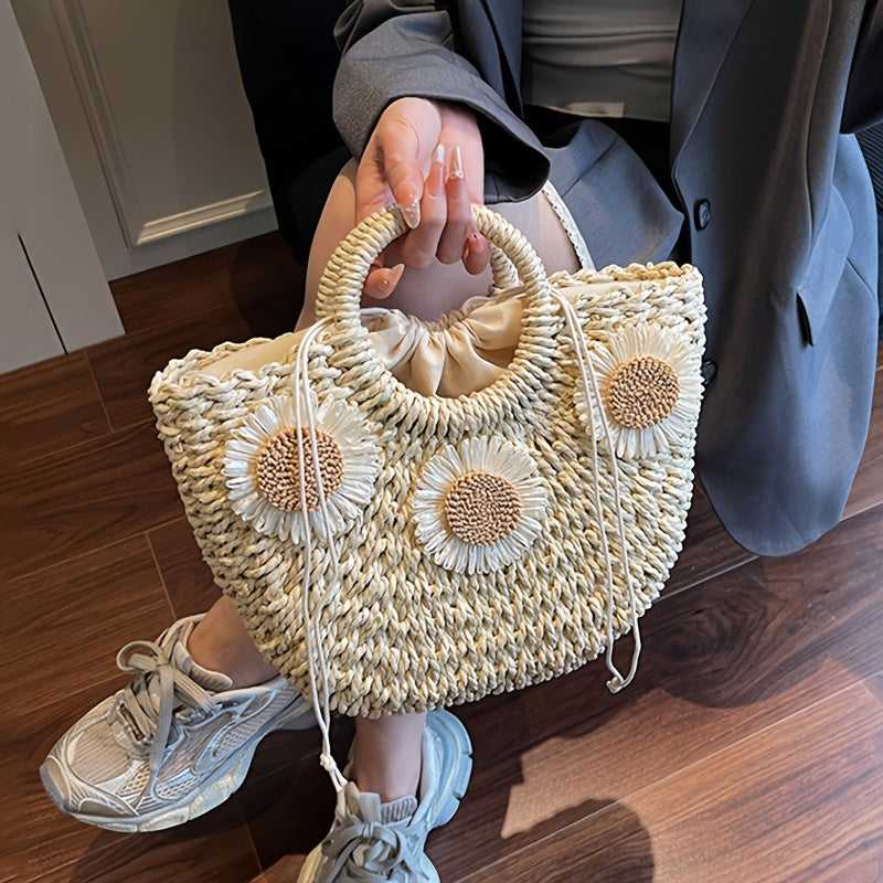 Damen Shopping Korbtasche für Sommer & Strand