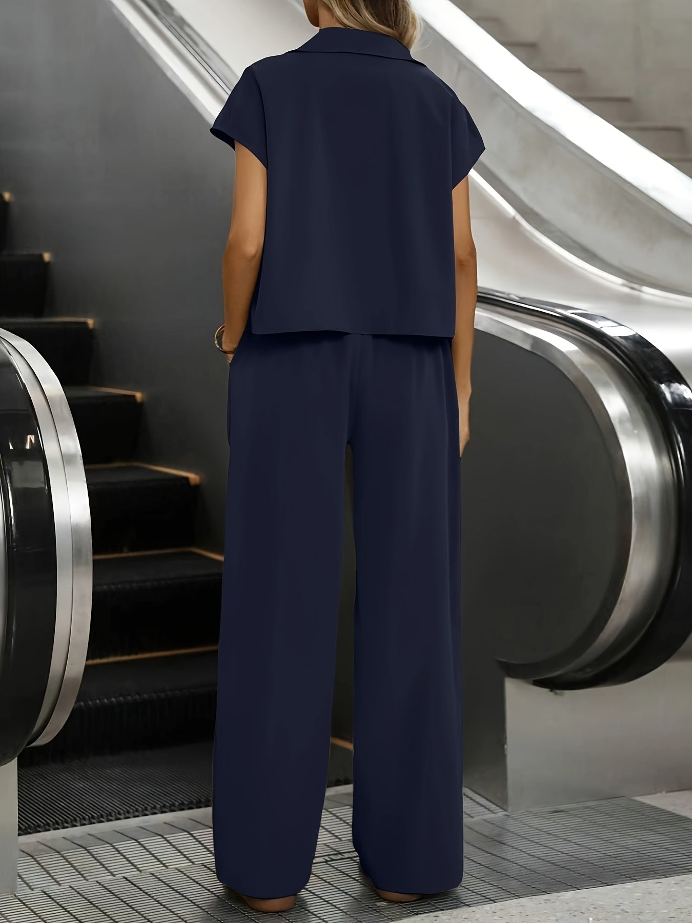 Damen Casual Set mit Kurzarmhemd und Hose