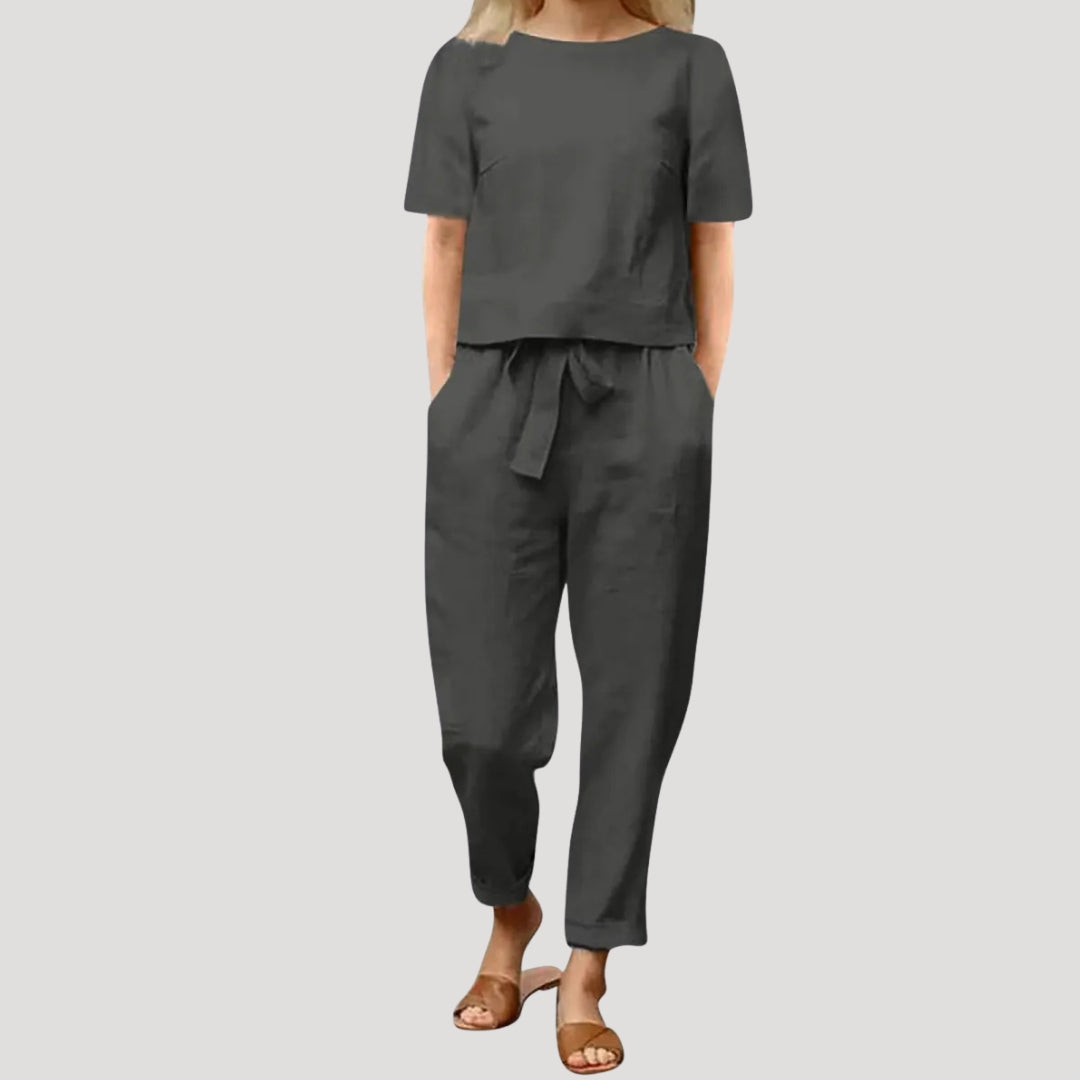Damen Leinen Set – Top & Hose Sommer