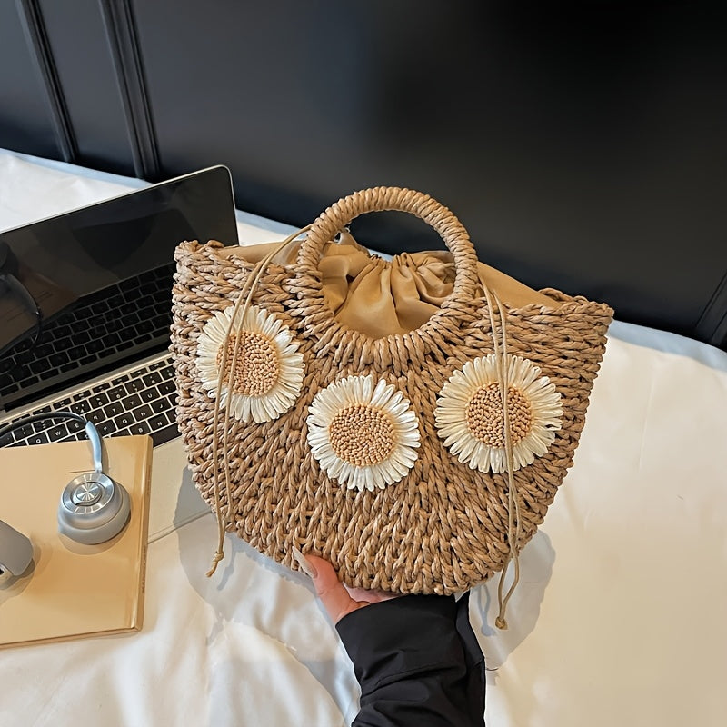 Damen Shopping Korbtasche für Sommer & Strand