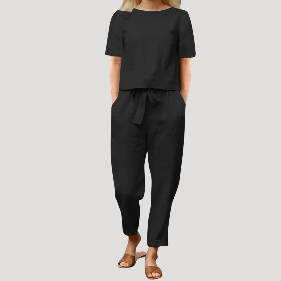 Damen Leinen Set – Top & Hose Sommer