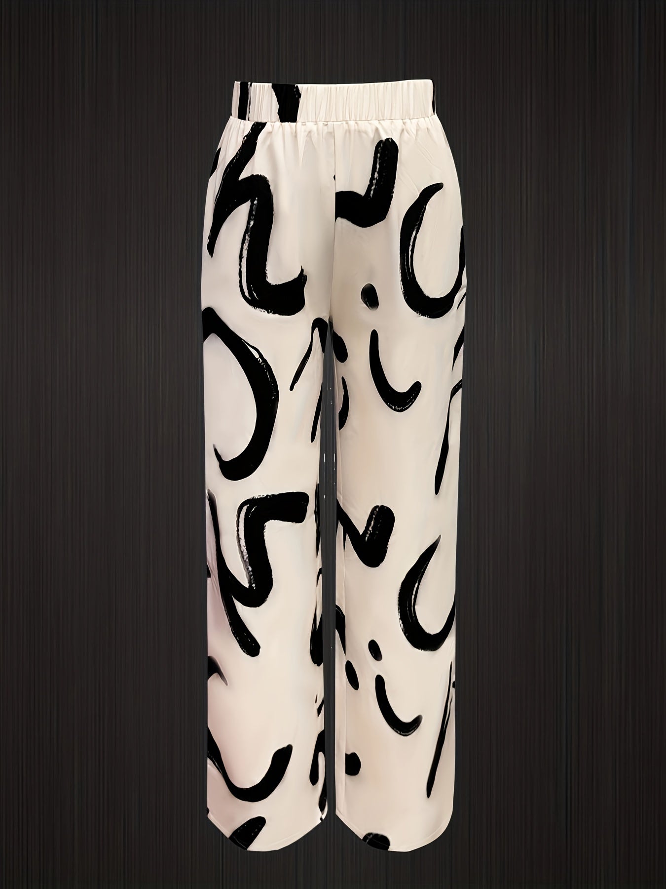 Printed Women's Skirt Suit with V-Neck Loose Seven-Eighth Sleeve Long Shirt and Drawstring Pants