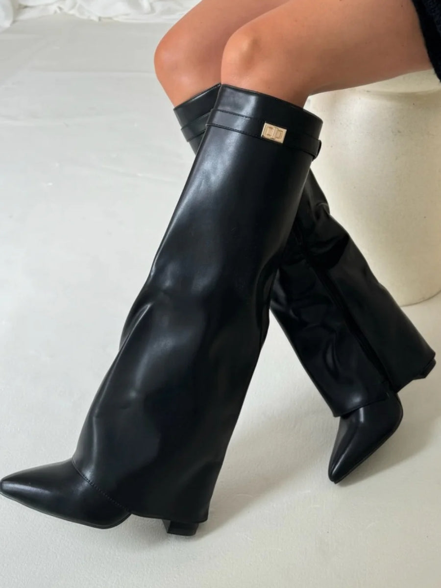 Evy Damenstiefel – Suede & Goldene Details Elegant