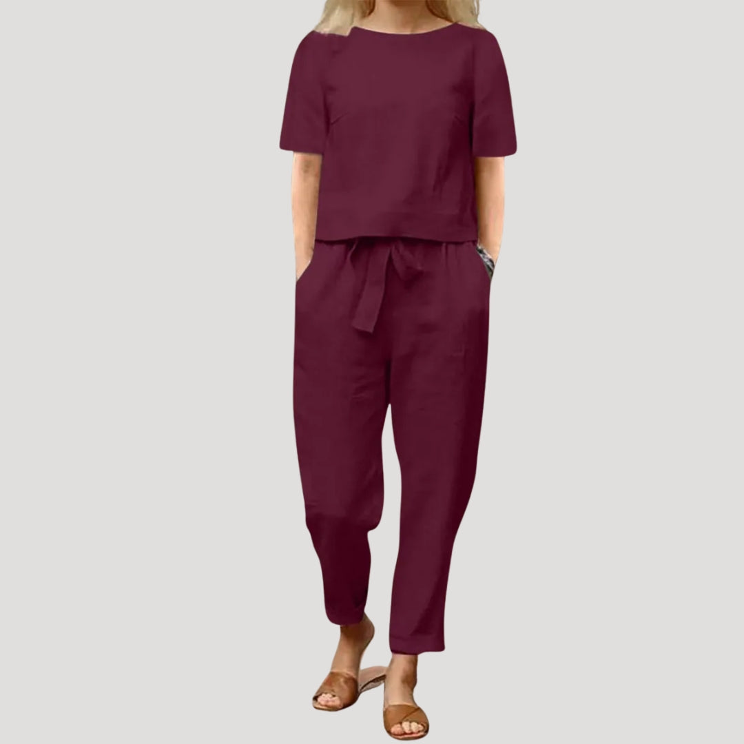 Damen Leinen Set – Top & Hose Sommer