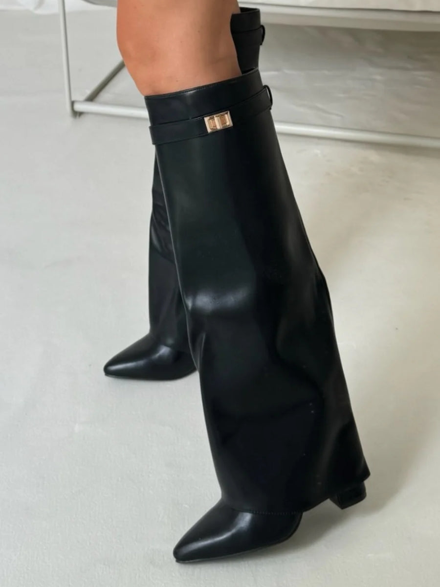 Evy Damenstiefel – Suede & Goldene Details Elegant