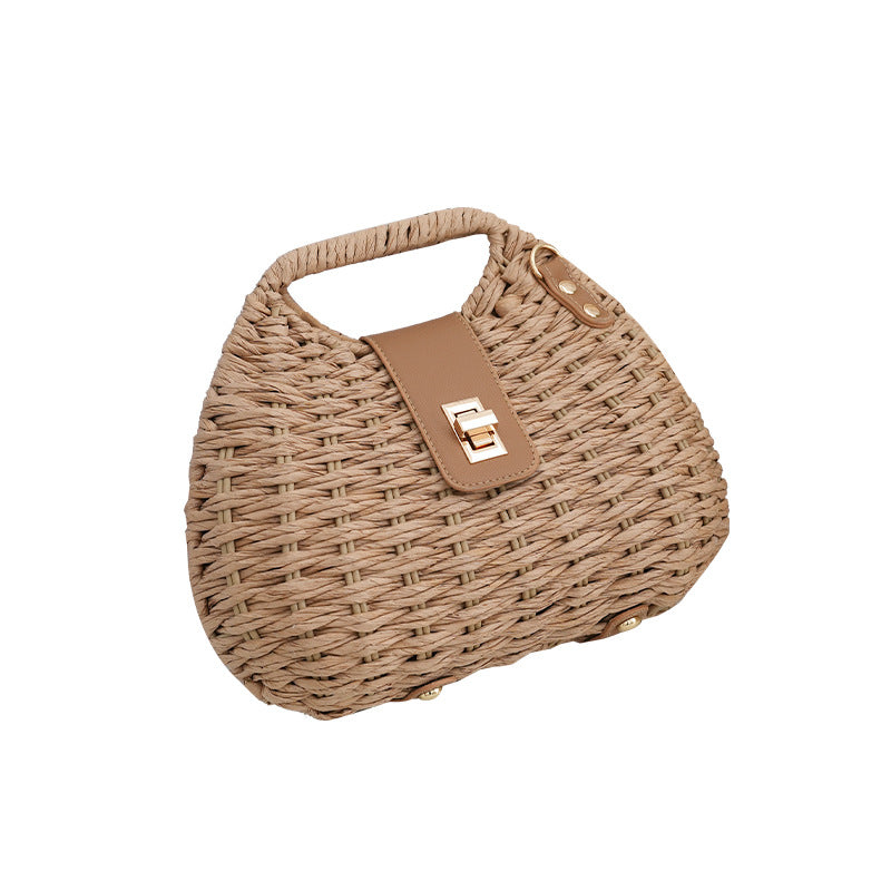 Damen Muschel Crossbody Bag – Sommerliche Strohtasche für Urlaub