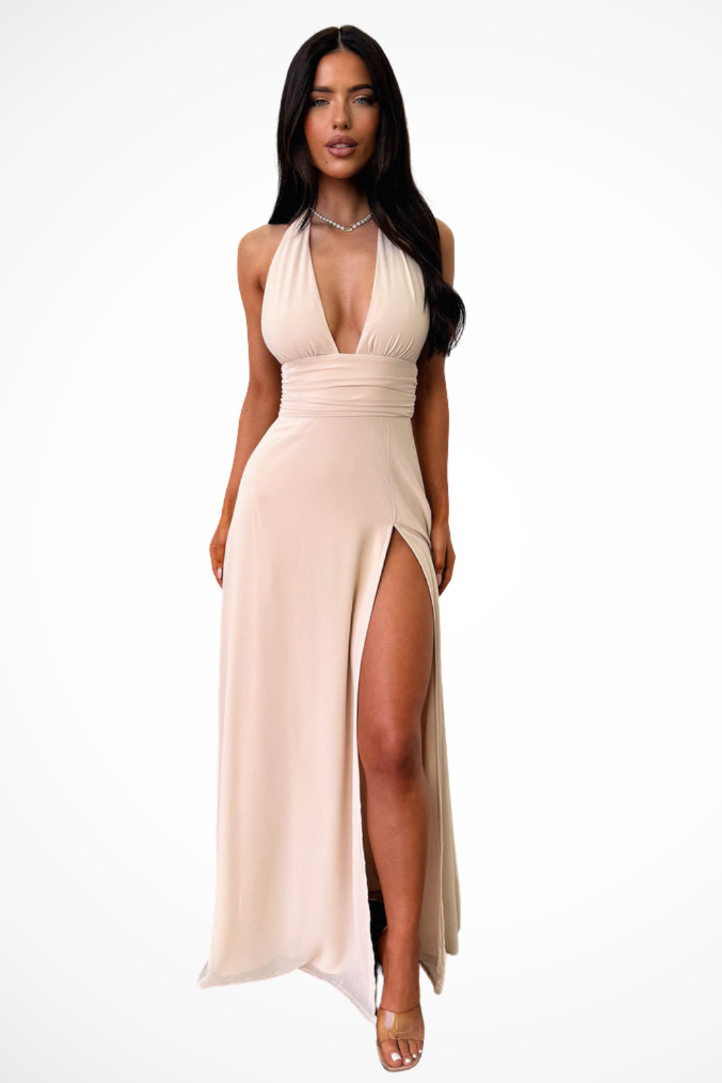 Kaelira | Damen Maxikleid – Halterneck & Elegant mit Schlitz