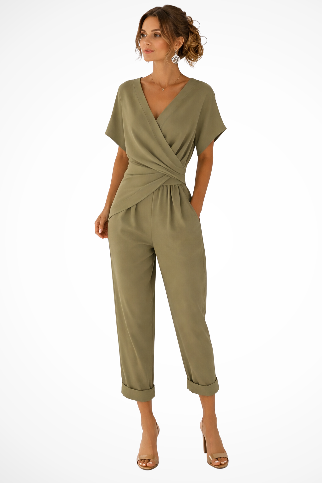 Celeste | Damen Jumpsuit – Wickeloptik & Kurzarm Modern