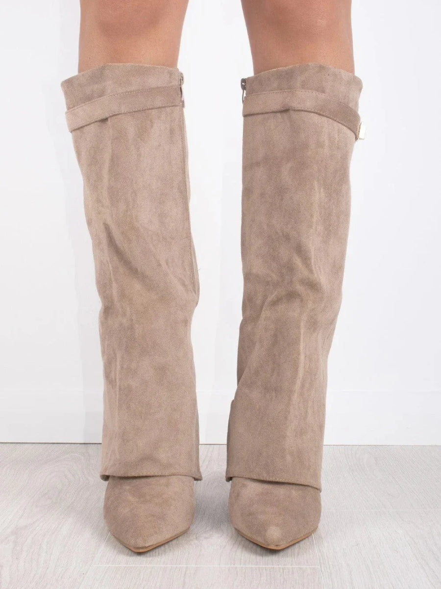 Evy Damenstiefel – Suede & Goldene Details Elegant