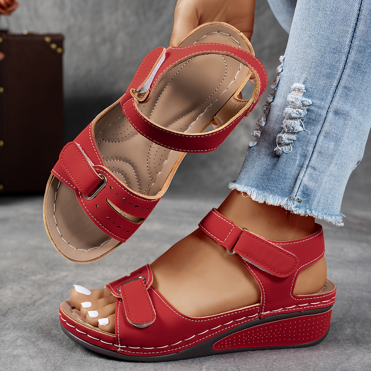 Giorgia Damen Sandalen – Orthopädische Keilsandalen Offen