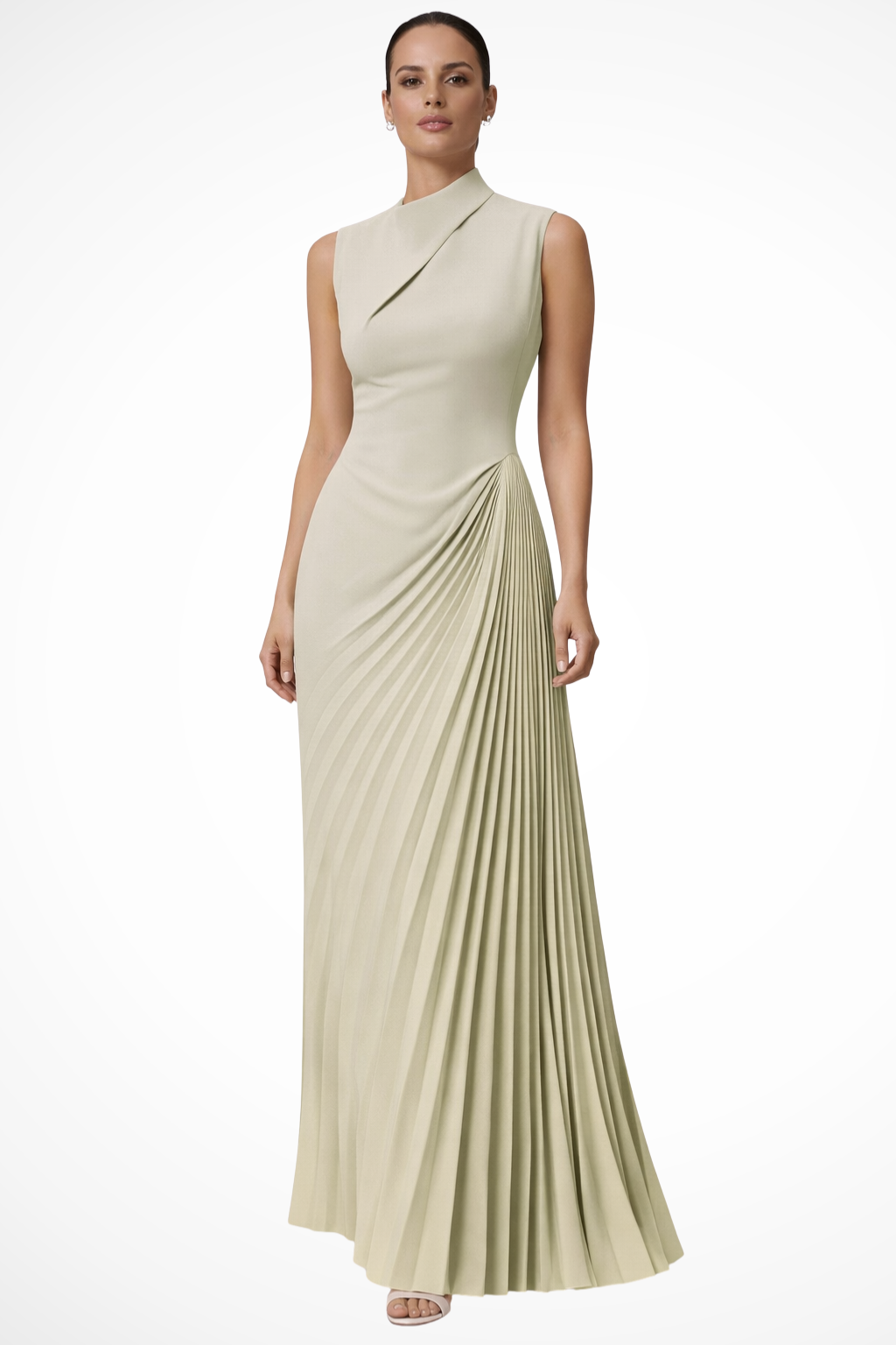 Lolalita Damen Maxikleid – One-Shoulder & Plissiert Elegant