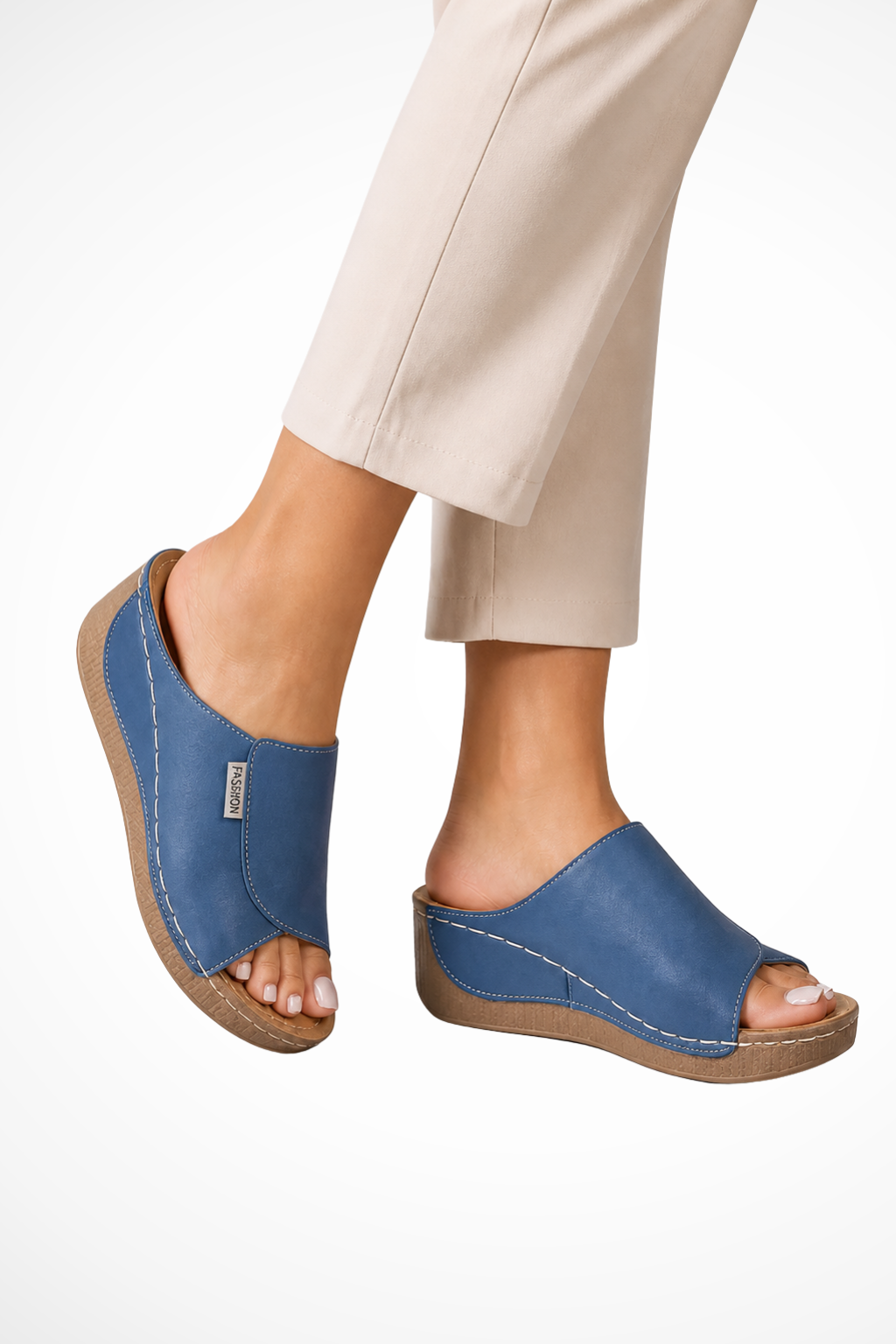 Philippa Damen Keilabsatz Mules – Leder & Offene Zehen