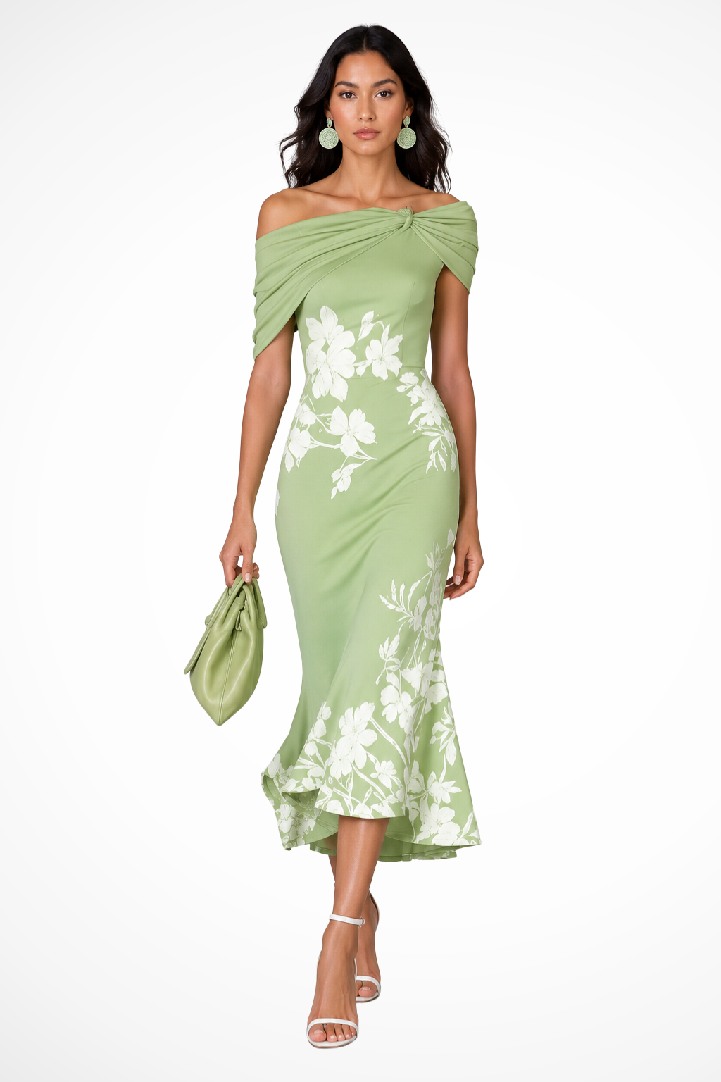 Genevieve Damen Midikleid – Off-Shoulder Floral Elegant
