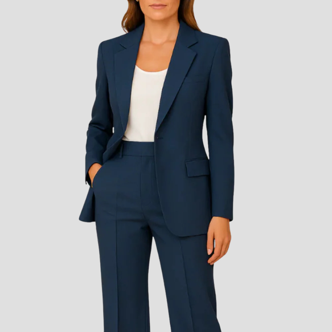 Damen Anzug-Set mit Langem Blazer & Hose