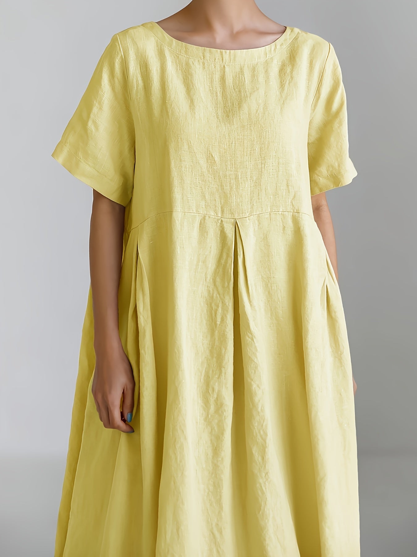 Damen Lockeres Leinenkleid für Frühling und Sommer