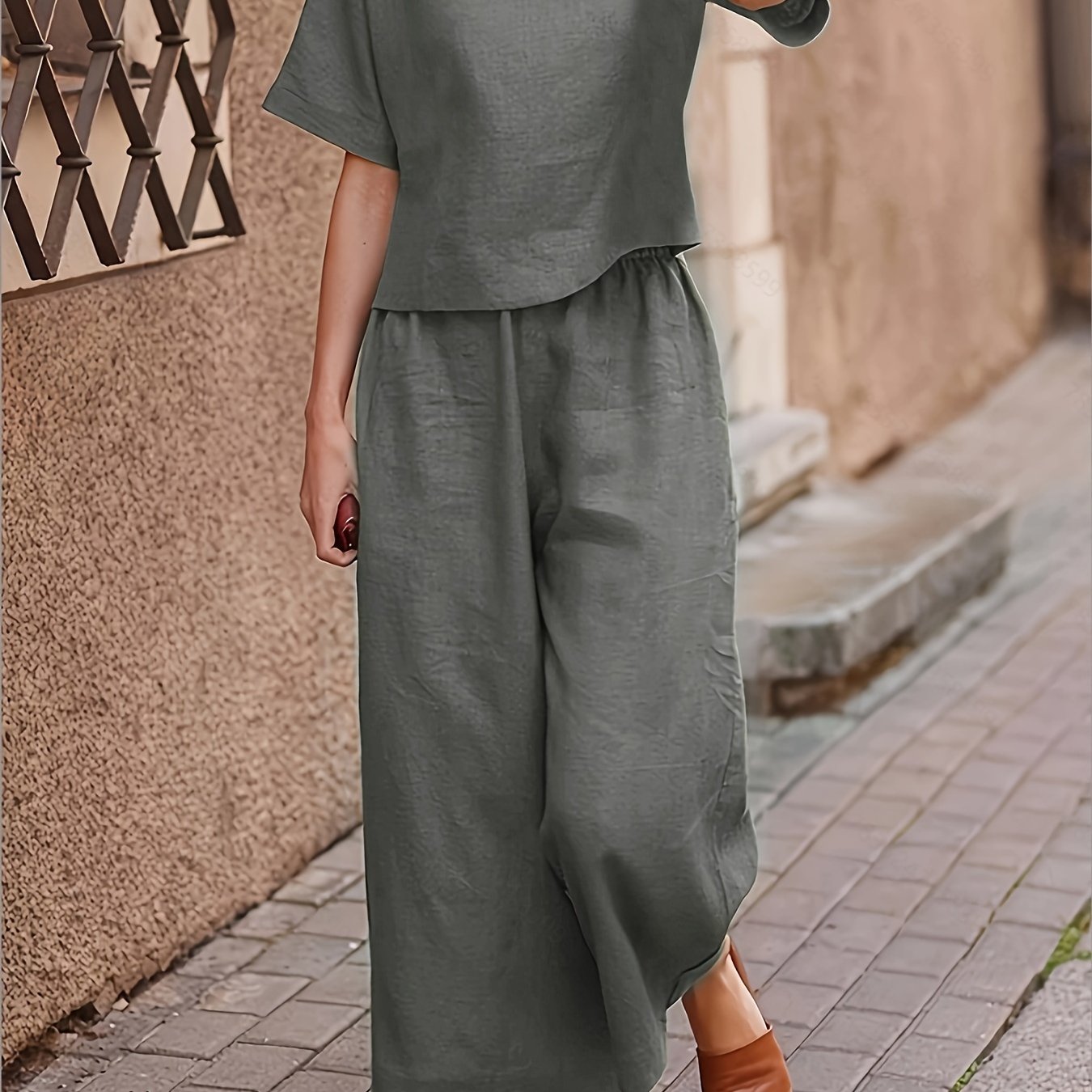 Damen Hosenanzug – Elegant & Weite Hose Lässig