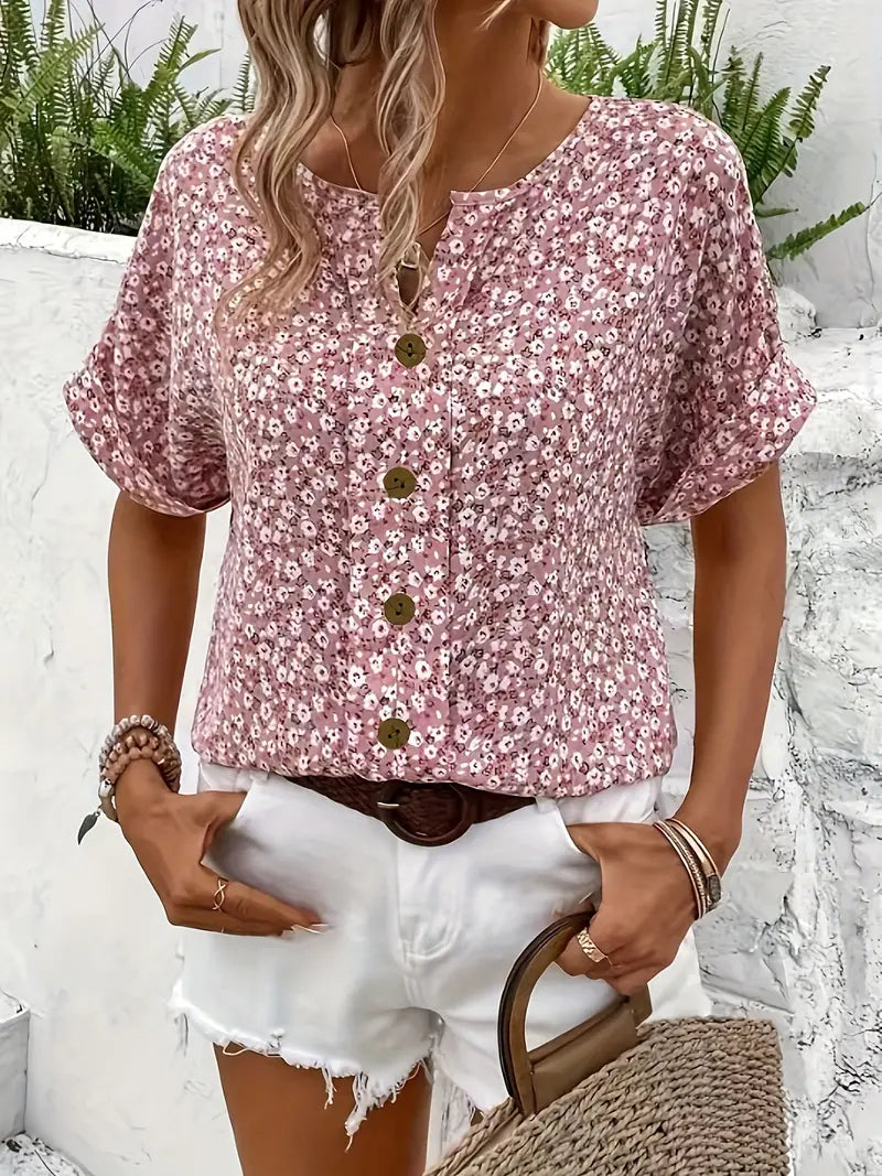 Cosima Damen Bluse – Floral Knopfleiste Elegant