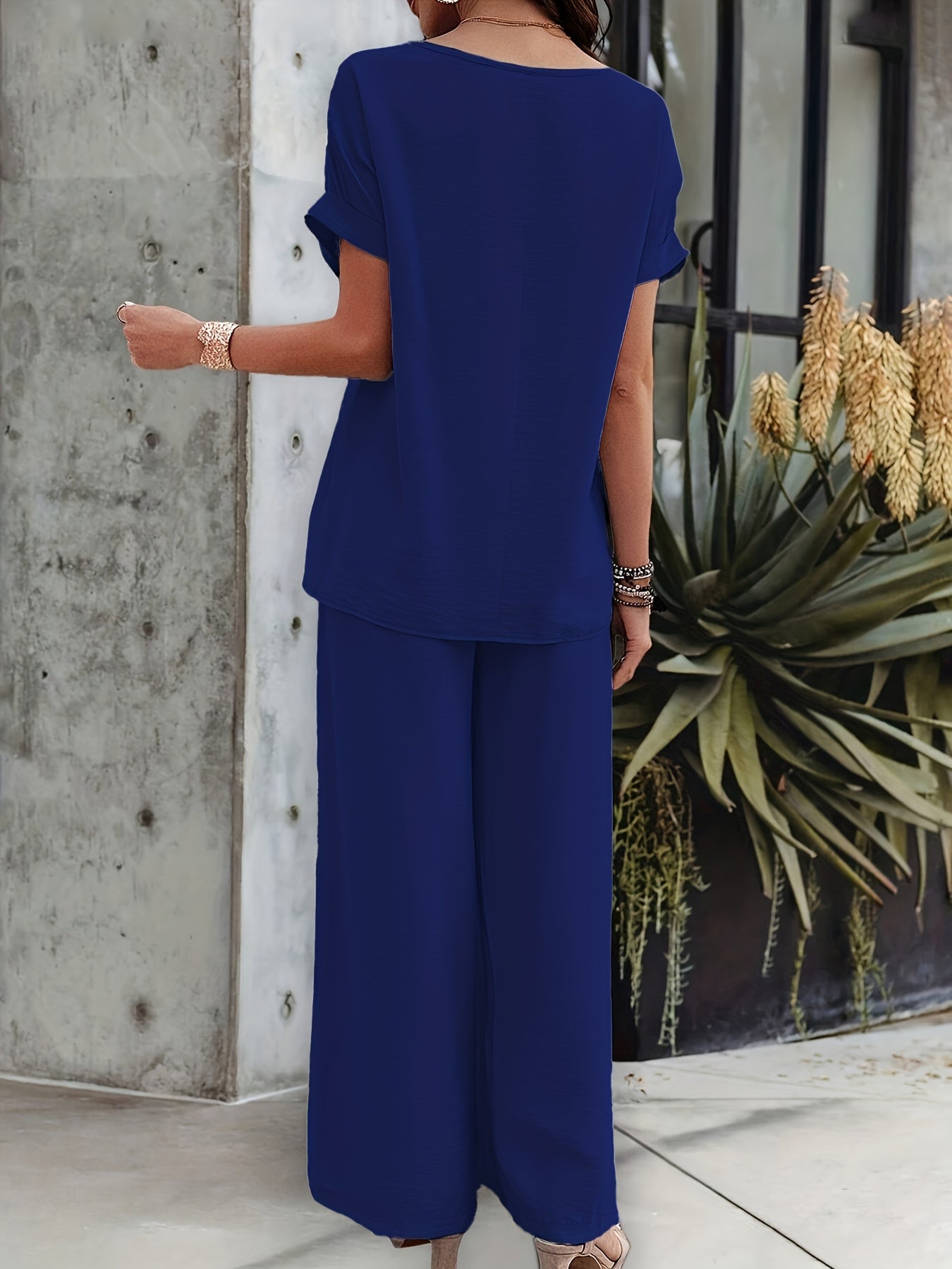 Damen Elegantes Set mit Kurzarmtop und Hose