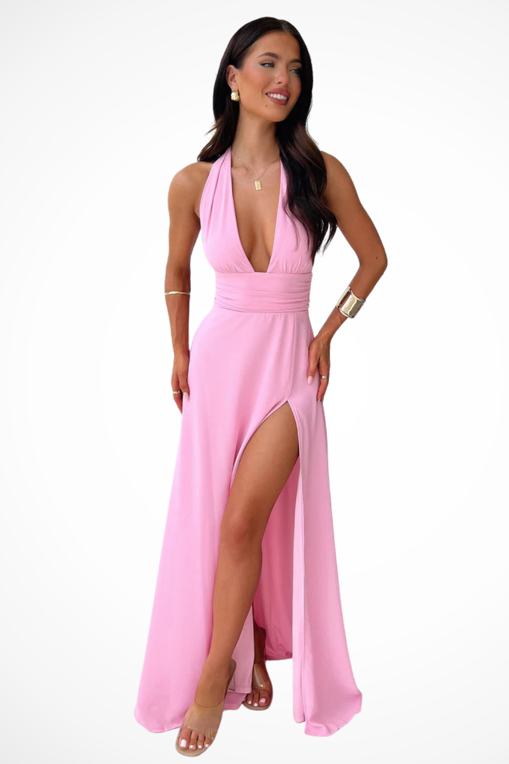 Kaelira | Damen Maxikleid – Halterneck & Elegant mit Schlitz
