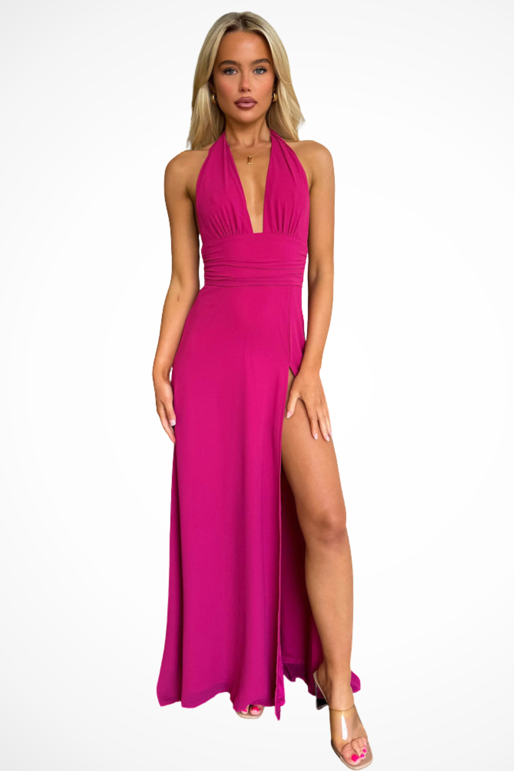 Kaelira | Damen Maxikleid – Halterneck & Elegant mit Schlitz