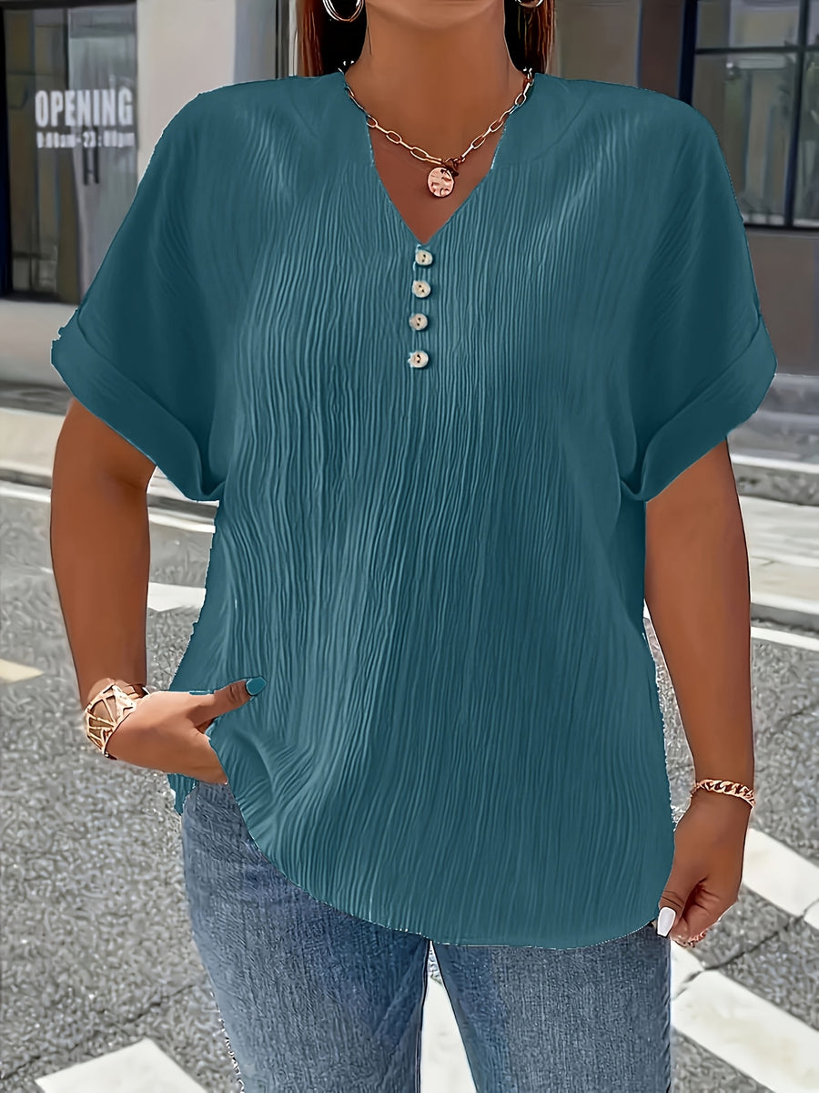 Damen Plus Size Kurzarm Bluse im Casual-Stil