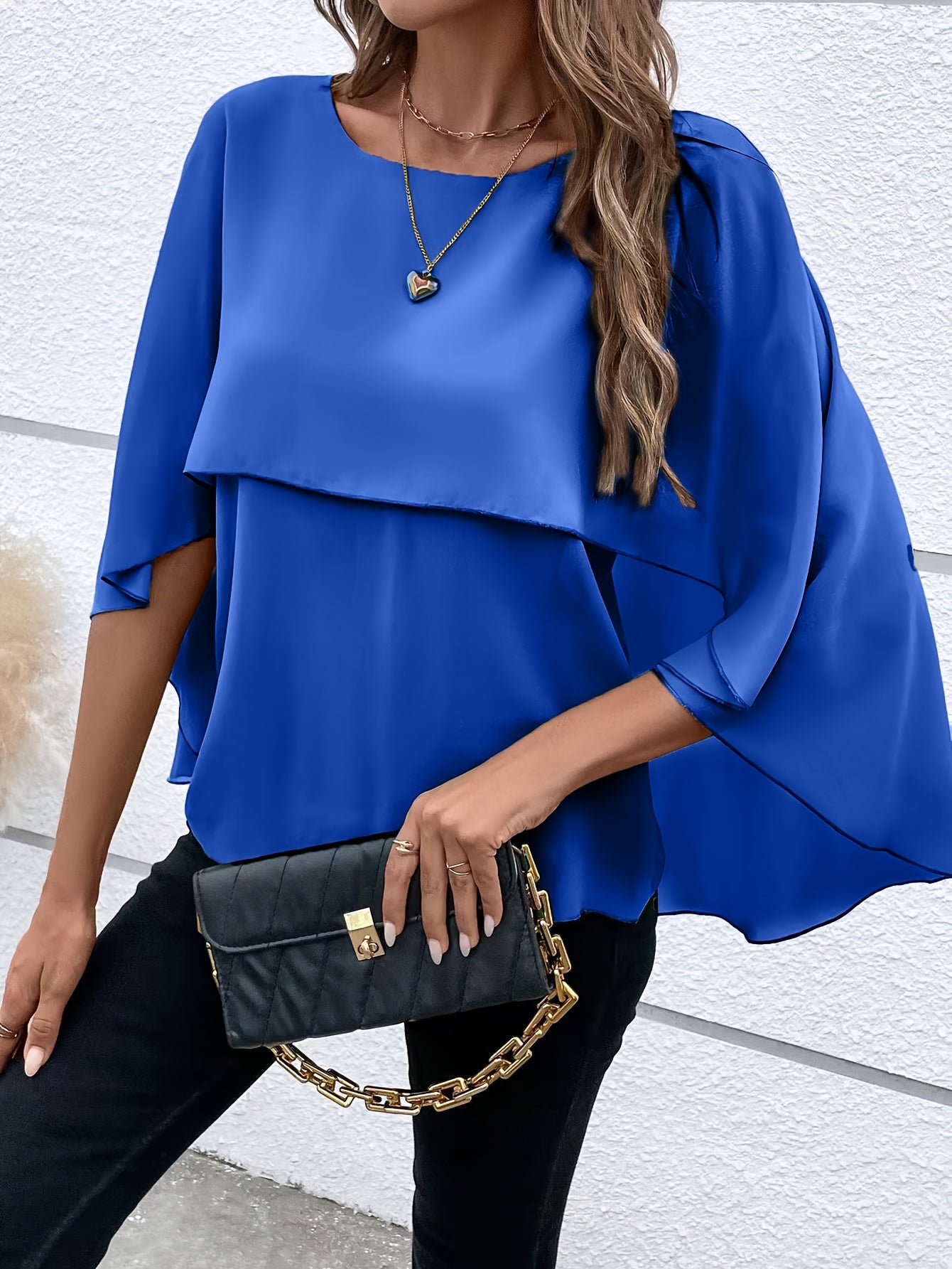 Damen Asymmetrisches Top in Einfarbigem Design