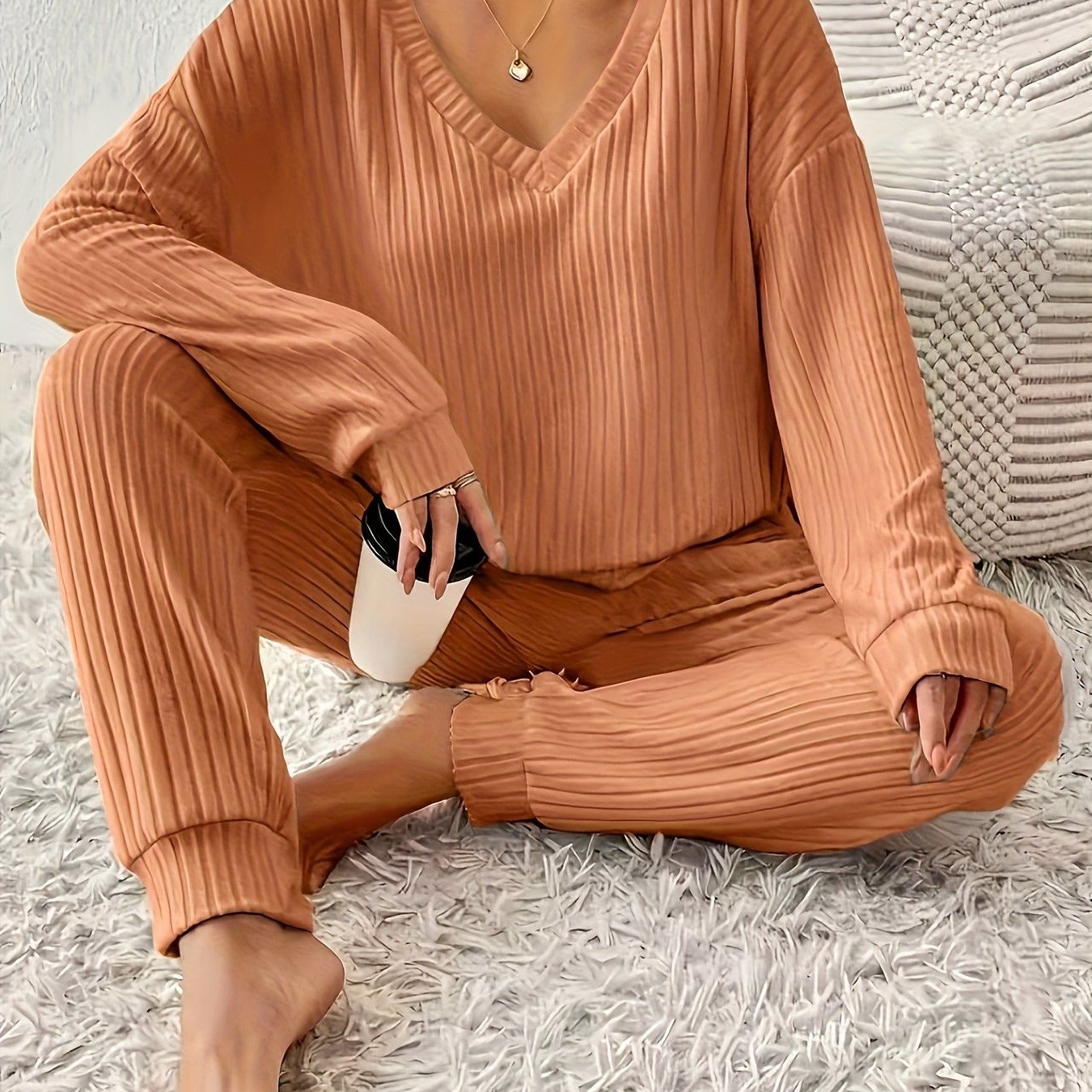 Damen Casual Set mit Langarmshirt und Langer Hose