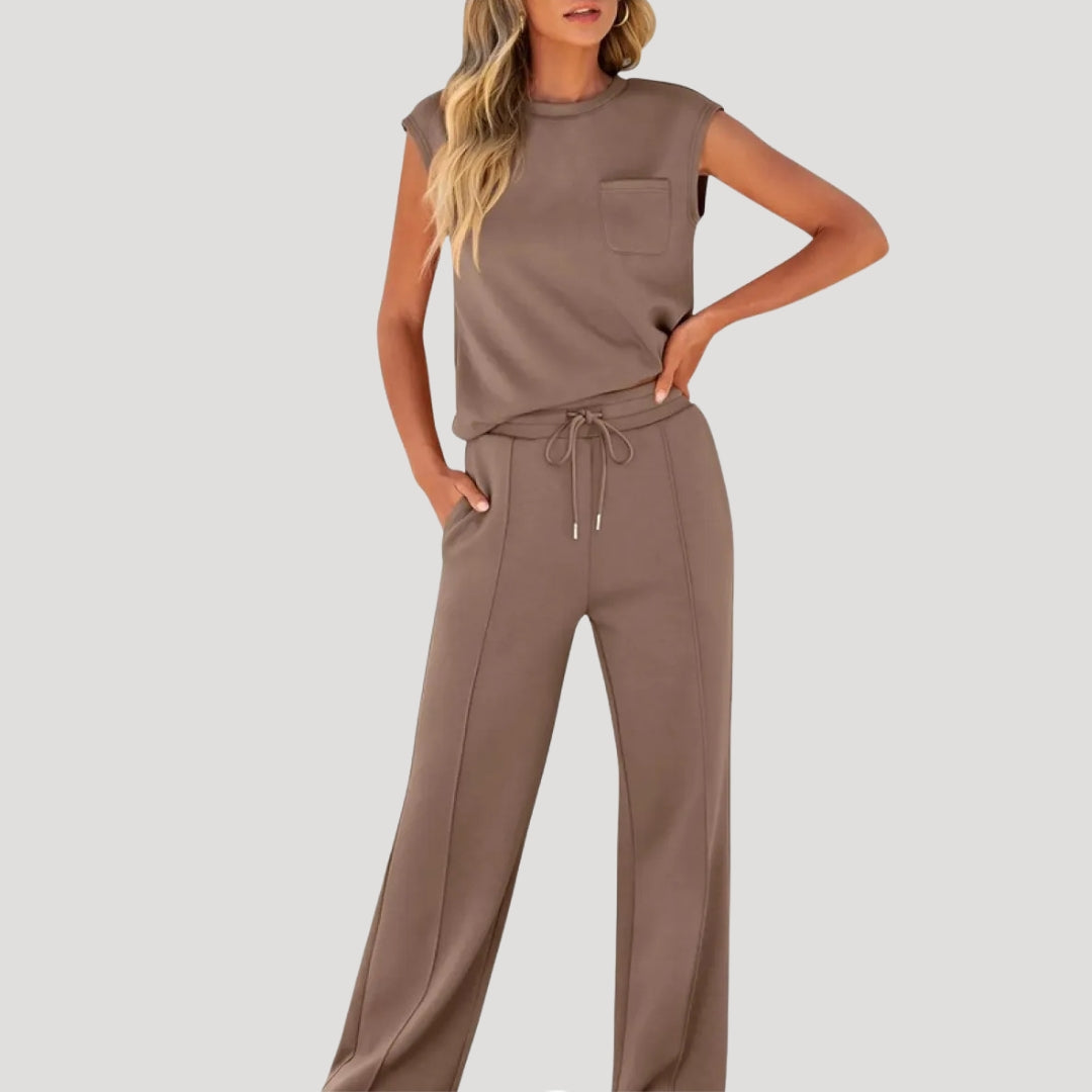 Damen Zweiteiliges Loungewear Set – Ärmelloses Top & Hose