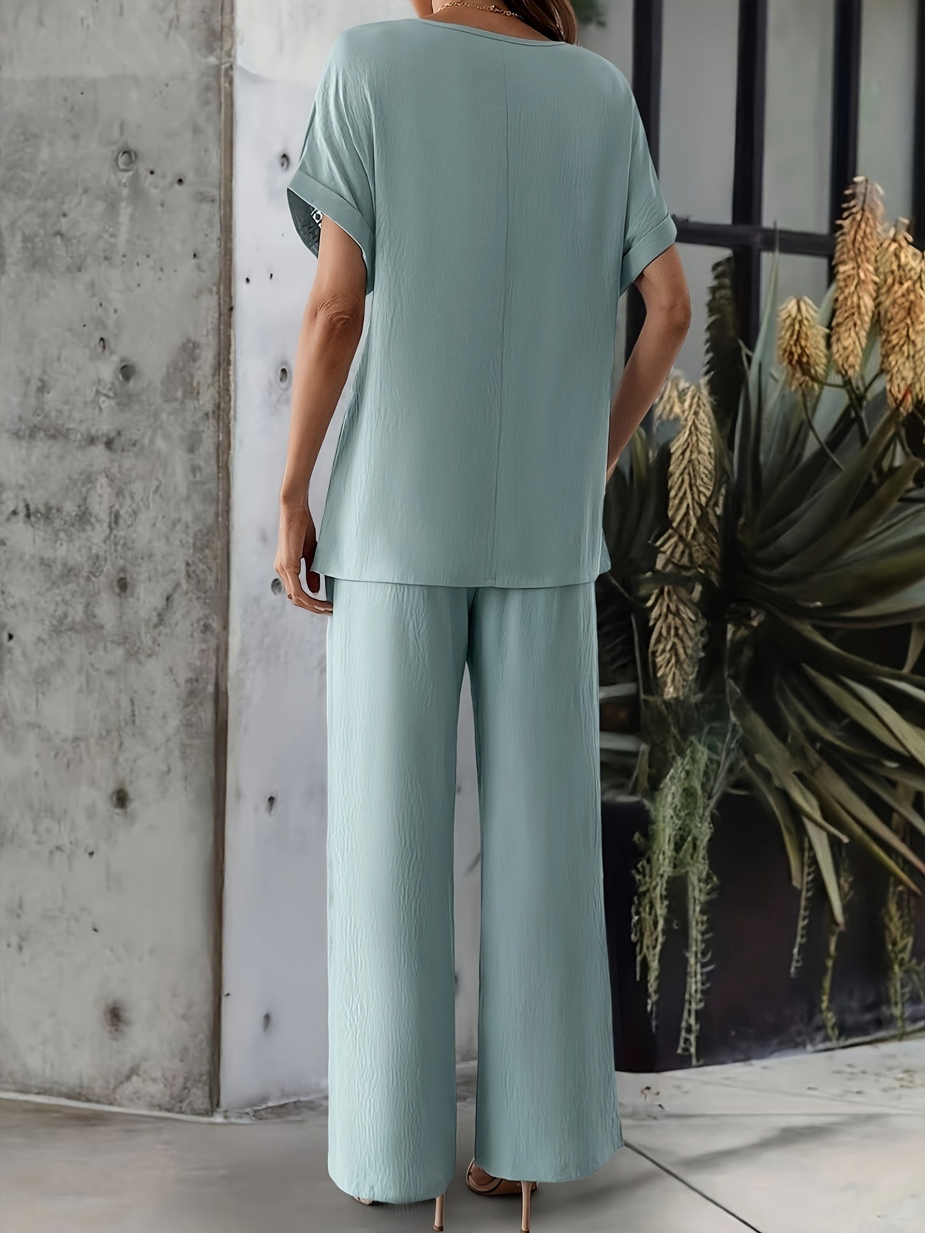 Damen Elegantes Set mit Kurzarmtop und Hose