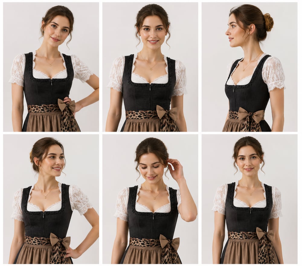 Damen Oktoberfest Kleid mit Leopardenmuster und Schleife