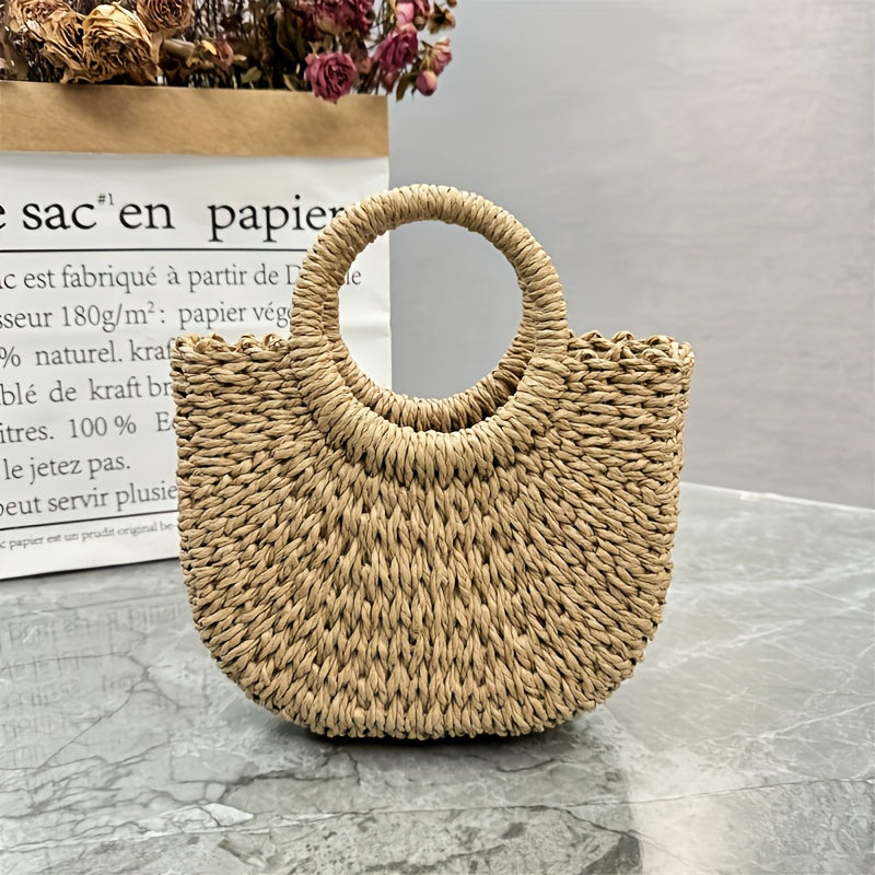 Kaqise™ | Kleine Damen Beach Bag aus Geflochtenem Stroh