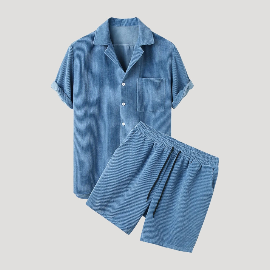 Herren Zweiteiliges Set – Kurzarm Hemd & Shorts Stilvoll