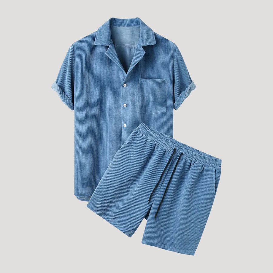 Herren Zweiteiliges Set – Kurzarm Hemd & Shorts Stilvoll