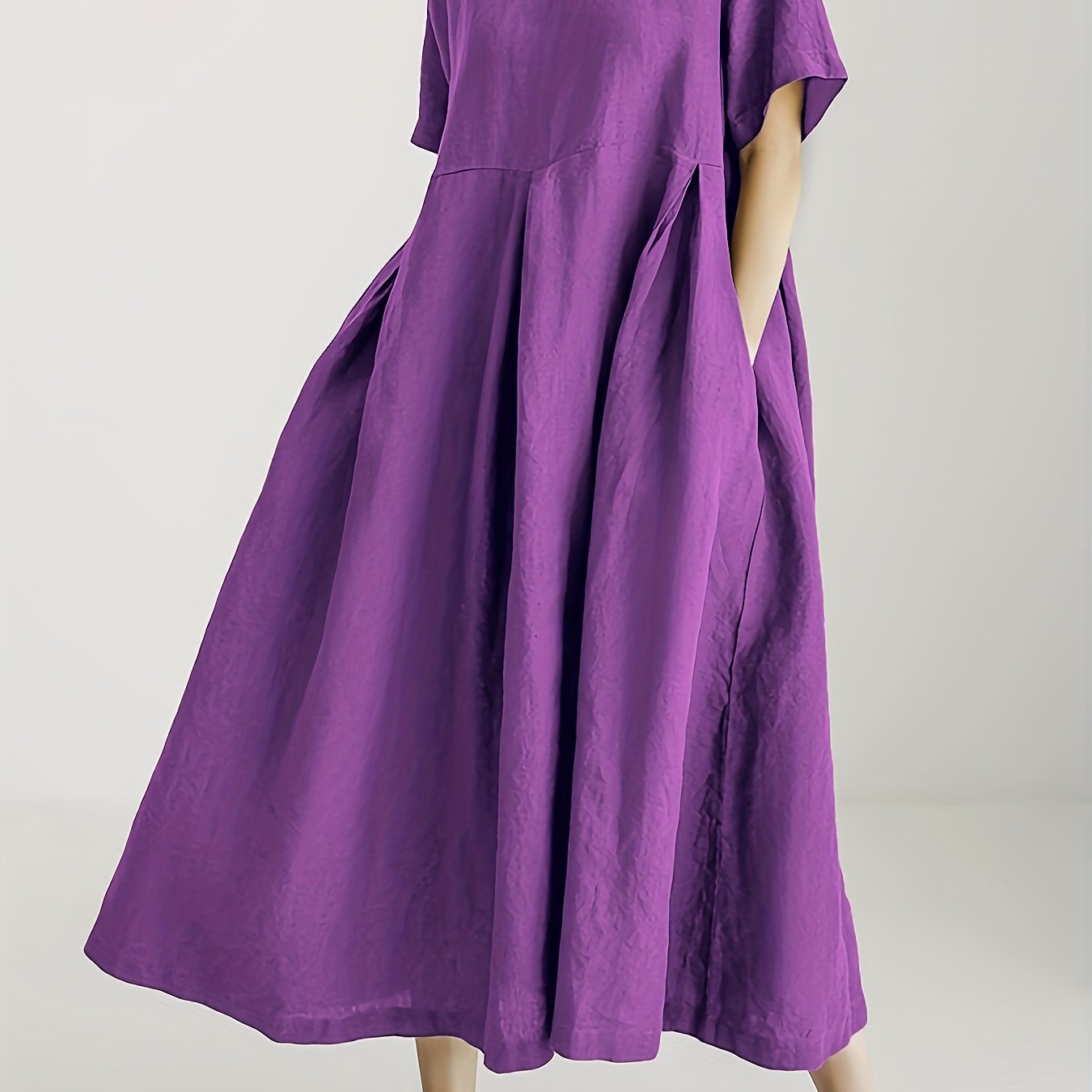 Damen Lockeres Leinenkleid für Frühling und Sommer