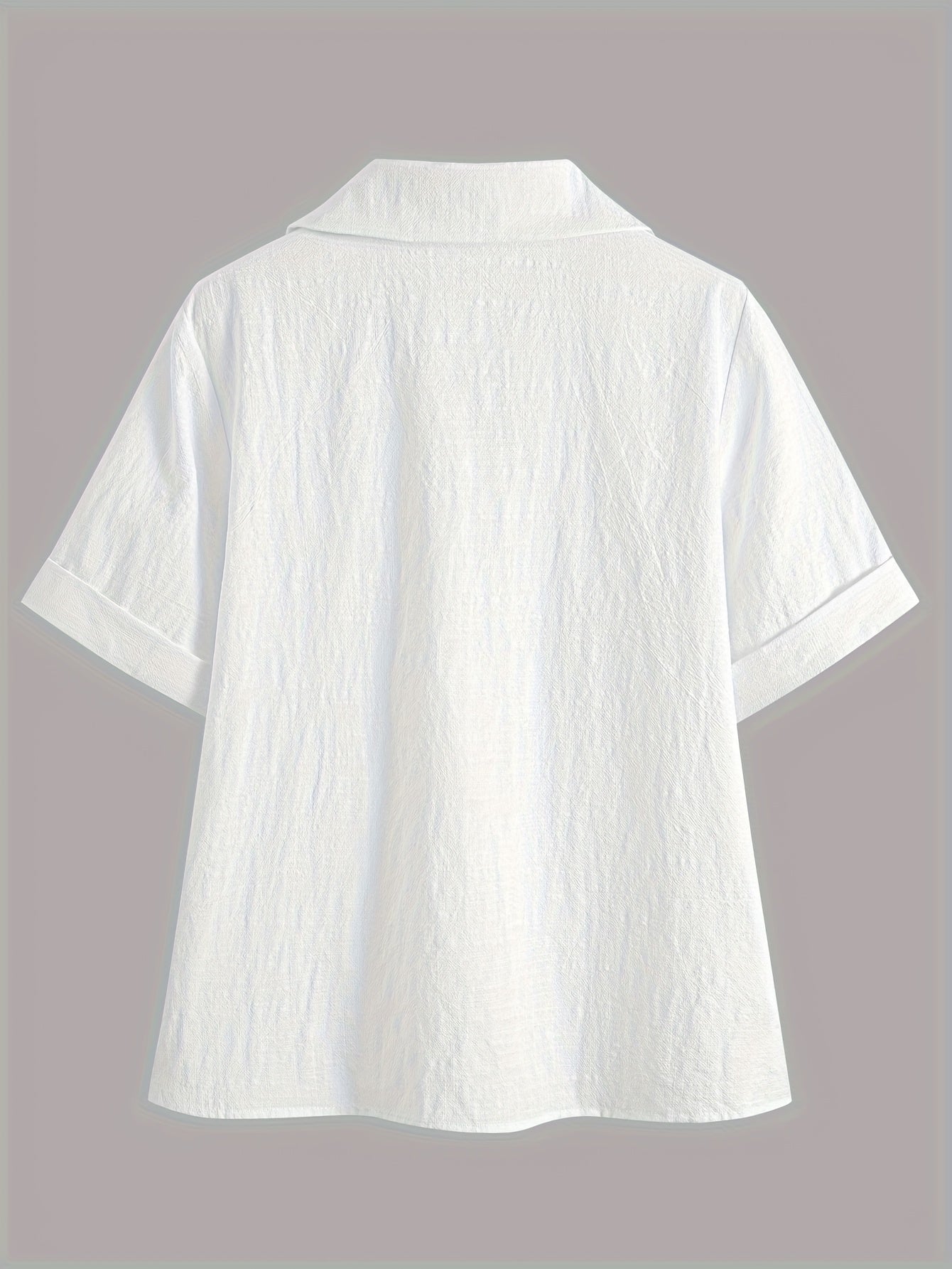 Damen Bluse – Locker & Reverskragen Kurzarm Einfarbig