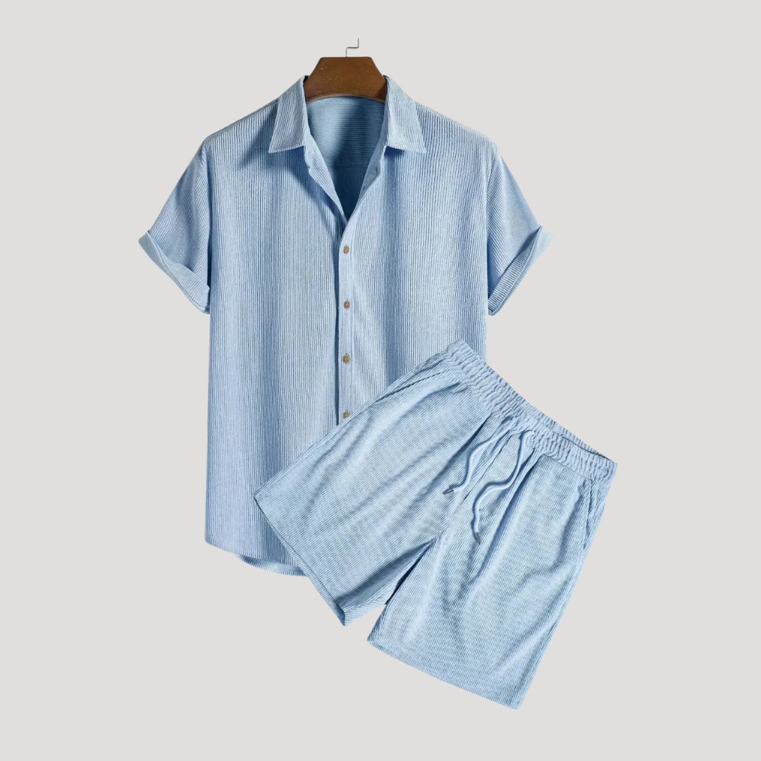 Herren Zweiteiliges Set – Kurzarm Hemd & Shorts Stilvoll