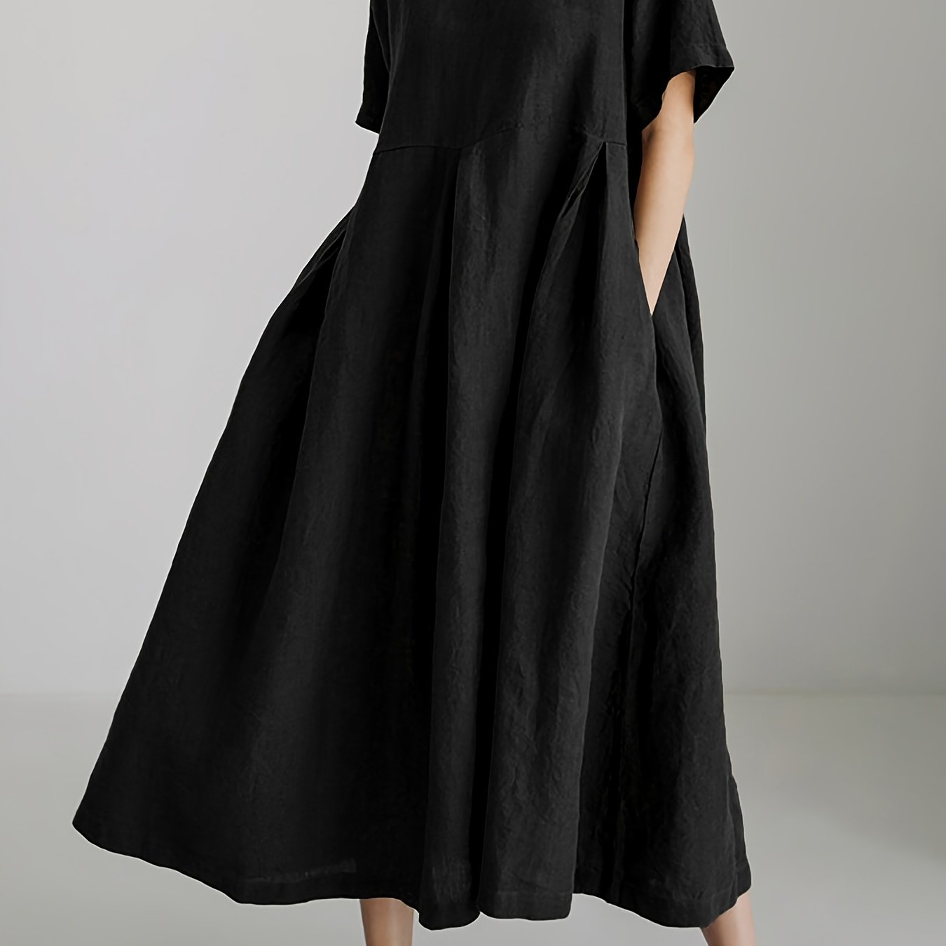 Damen Lockeres Leinenkleid für Frühling und Sommer