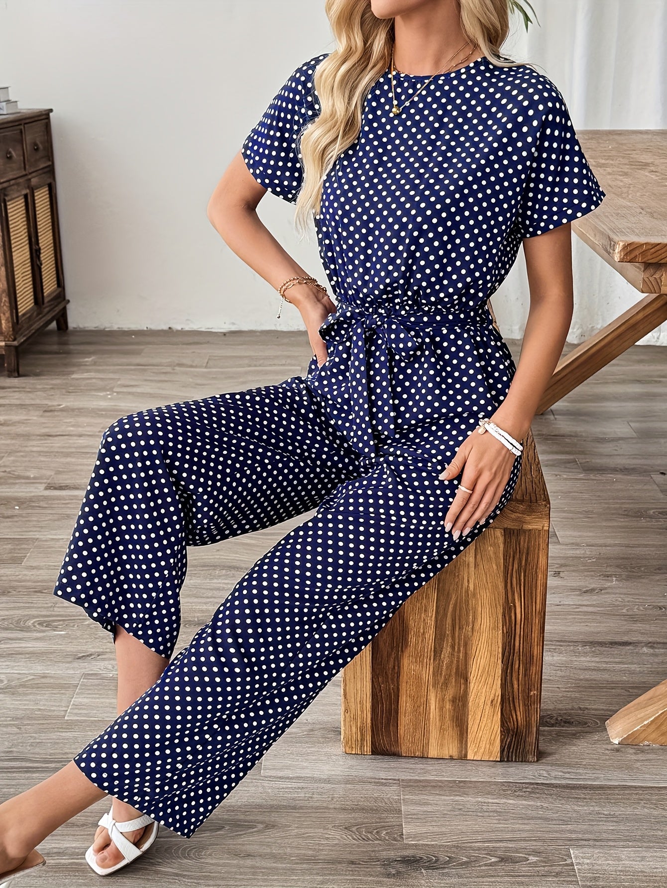 Damen Jumpsuit – Polka Dot Schulterfrei Elegant