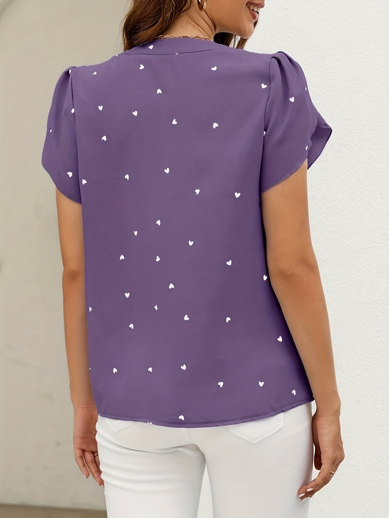 Damen Casual Bluse mit Herzmuster