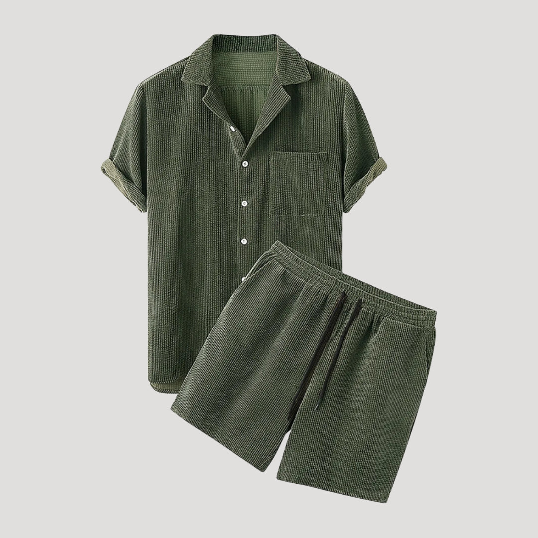 Herren Zweiteiliges Set – Kurzarm Hemd & Shorts Stilvoll