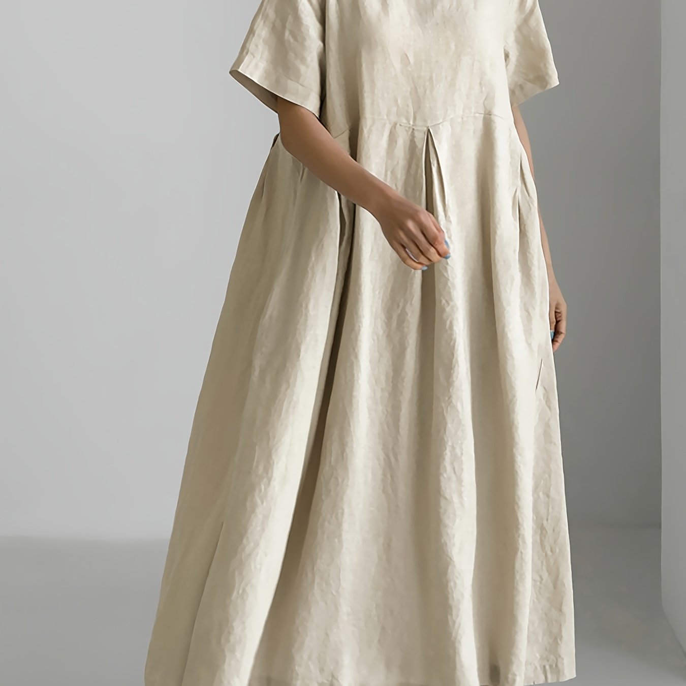 Damen Lockeres Leinenkleid für Frühling und Sommer
