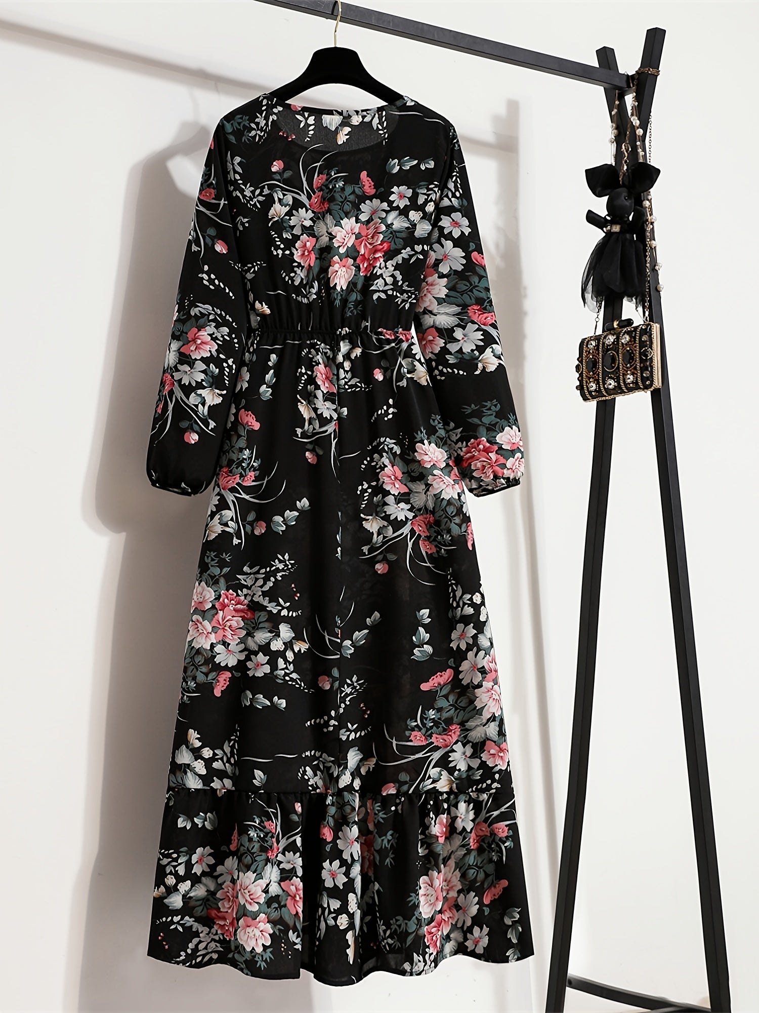 Damen Boho Maxikleid mit Floralprint